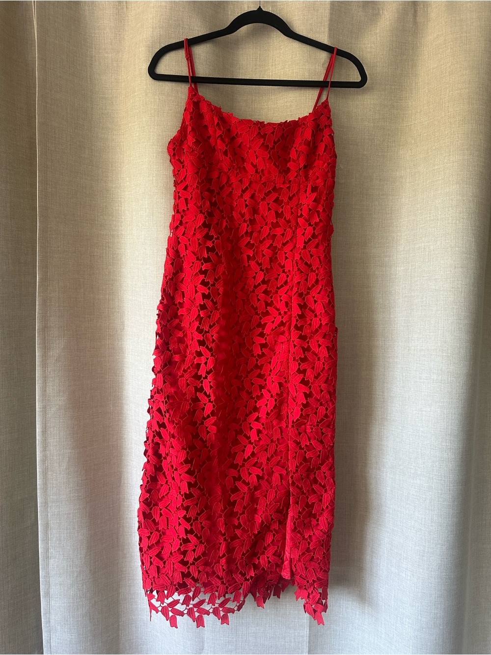 Bardot Ariel Leaf Red Lace Slip Dress with Spaghetti Straps Sz 8 M NWOT
